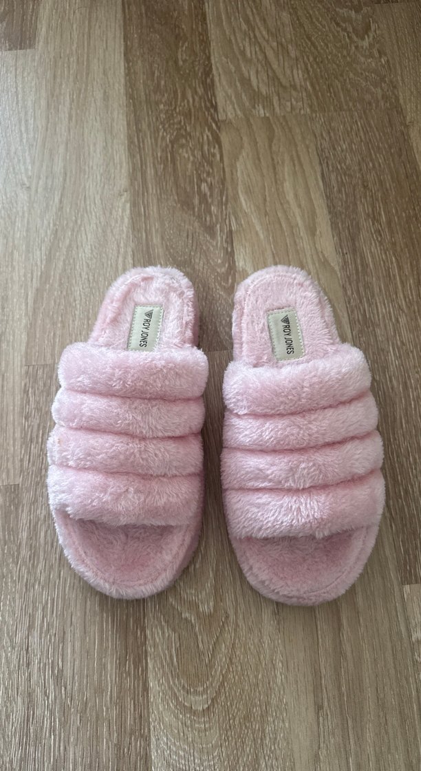 Pembe Kadın Peluş Dolgulu Ev Terliği - Görsel 2