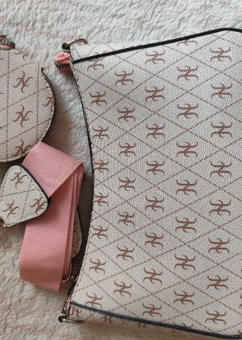 Pembe Baskılı  Cüzdanı ve Kemer - Görsel 2