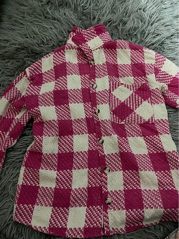 Pembe beyaz kalın oduncu gömleği