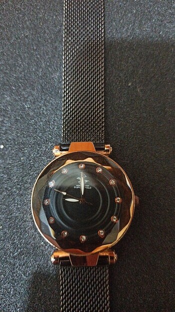 Beden siyah Renk Polo kadın taşlı saat