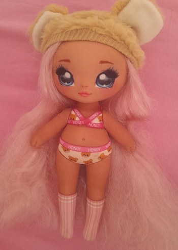 Pembe Saçlı Peluş Şapkalı Bebek