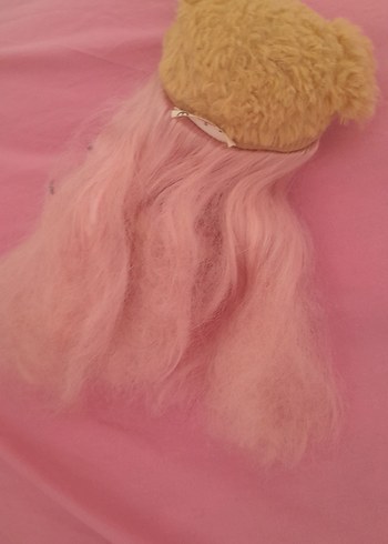  Beden Renk Pembe Saçlı Peluş Şapkalı Bebek