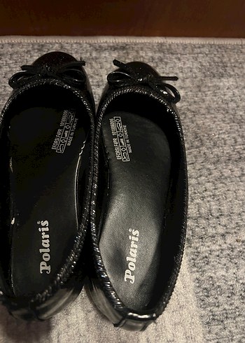 Kız Çocuk Siyah Rugan simli Babet Ayakkabı - Görsel 2