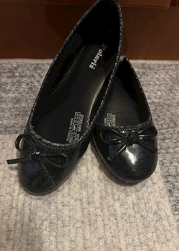Kız Çocuk Siyah Rugan simli Babet Ayakkabı - Görsel 4