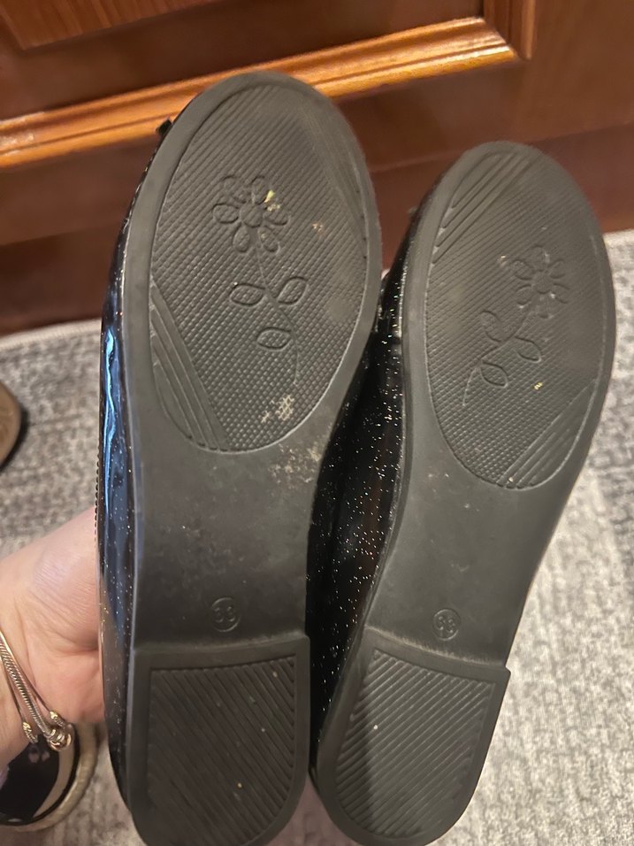 Kız Çocuk Siyah Rugan simli Babet Ayakkabı - Görsel 3