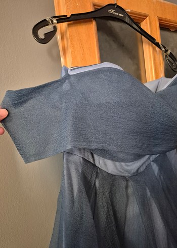 Uzun, düşük omuz, Drapeli Vintage Kadın Abiye Elbise - Görsel 5