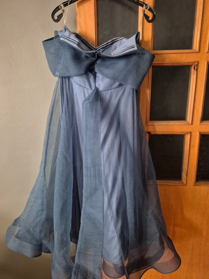 Uzun, düşük omuz, Drapeli Vintage Kadın Abiye Elbise - Görsel 3