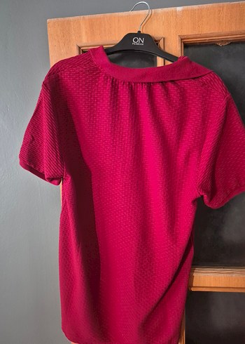 Tudors Bordo Düğmeli Erkek Kısa Kollu Tişört - Görsel 4