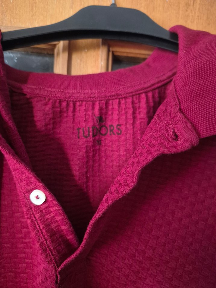 Tudors Bordo Düğmeli Erkek Kısa Kollu Tişört - Görsel 2