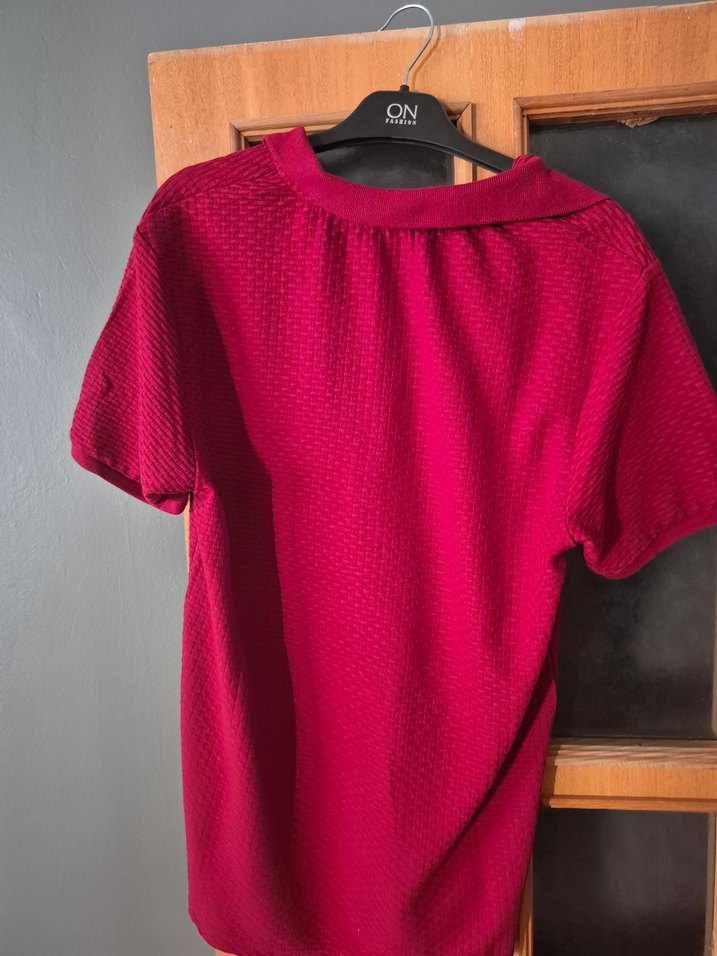 Tudors Bordo Düğmeli Erkek Kısa Kollu Tişört - Görsel 4