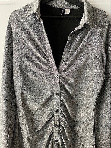 l Beden siyah Renk H&M drape gömlek elbise