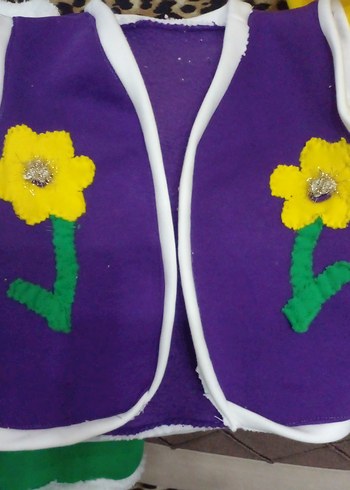 Mor Çiçek Desenli Kolsuz Kız Yeleği - Görsel 2