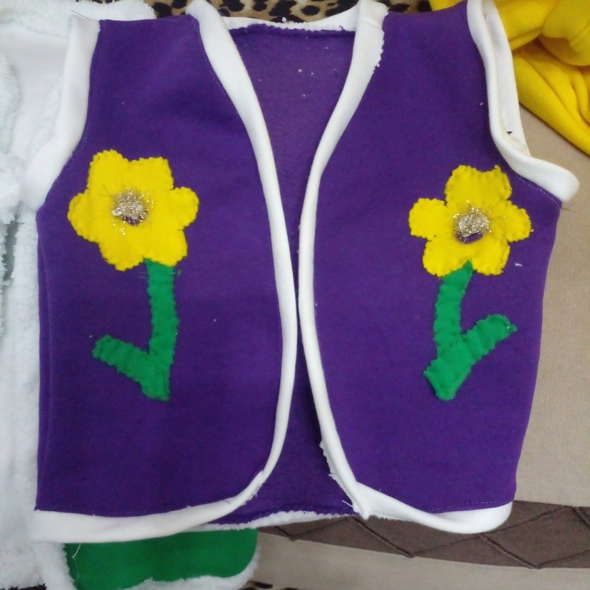 Mor Çiçek Desenli Kolsuz Kız Yeleği - Görsel 2