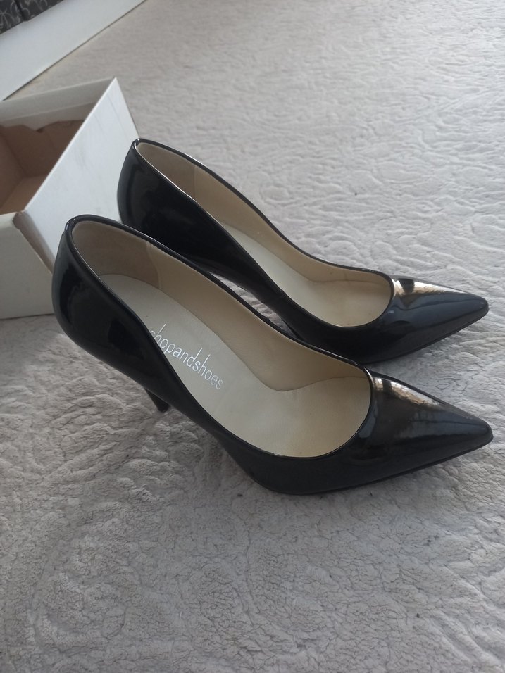 Siyah Rugan Stiletto Ofis Topuklu Kadın Ayakkabı - Görsel 3