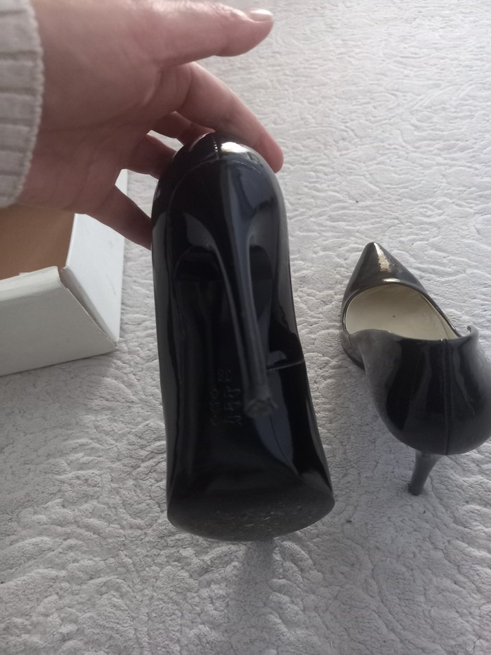 Siyah Rugan Stiletto Ofis Topuklu Kadın Ayakkabı - Görsel 4