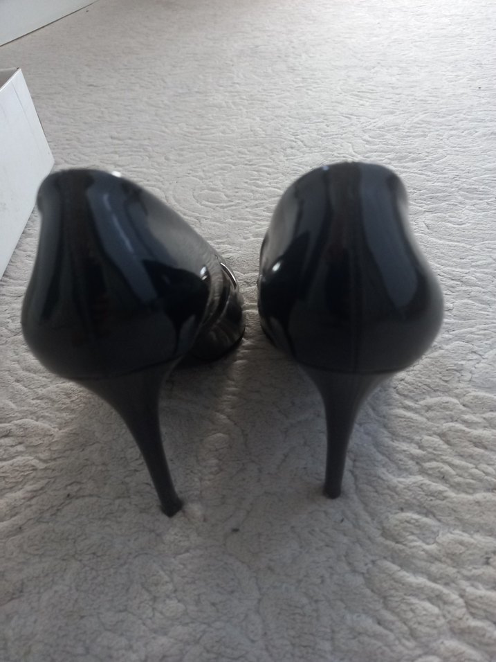 Siyah Rugan Stiletto Ofis Topuklu Kadın Ayakkabı - Görsel 2