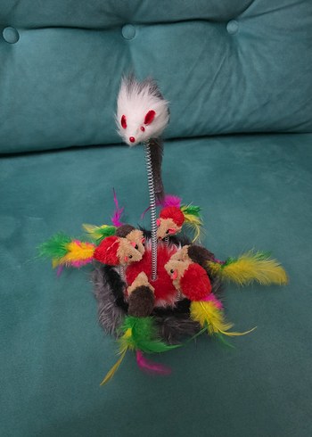 Renkli Tüylü Kedi Oyuncağı - Görsel 3