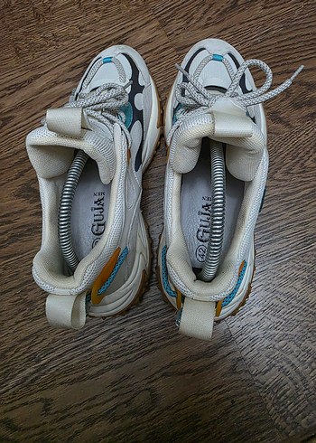 Bağcıklı Beyaz Gri Spor Kadın Sneaker - Görsel 4