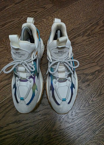 Bağcıklı Beyaz Gri Spor Kadın Sneaker - Görsel 2