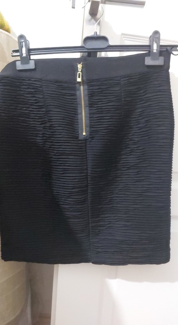 Siyah Pilili Midi Mini Etek - Görsel 2