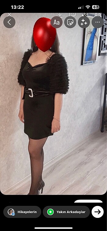 Zara tüllü balon kol şık gece elbisesi