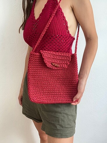 bordo el örmesi crochet çanta