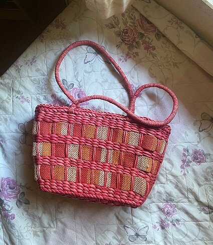 pembe hasır çanta