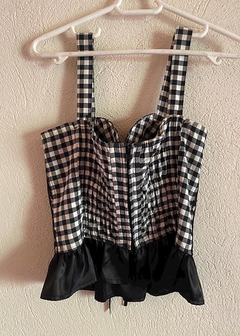 s Beden Vintage Gotik Ekose Dantel Korse Büstiyer
