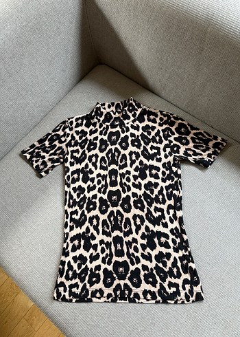 Kahverengi Leopar Desenli Balıkçı Yaka Kadın Bluz - Görsel 2