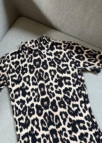 Kahverengi Leopar Desenli Balıkçı Yaka Kadın Bluz - Görsel 3