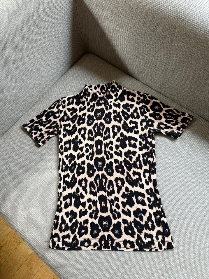 Kahverengi Leopar Desenli Balıkçı Yaka Kadın Bluz - Görsel 2