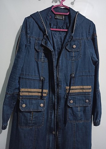 Kadın Uzun Kot Trençkot 40 Beden - Görsel 2