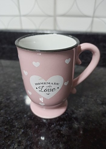 Kalpli Pembe Seramik Kupa - Görsel 2