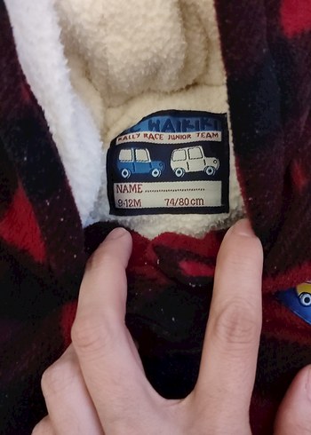 Düğmeli Kırmızı Ekose Erkek Çocuk Kaban - Görsel 4