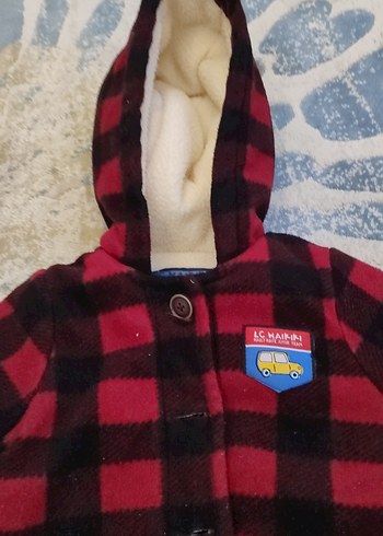 Düğmeli Kırmızı Ekose Erkek Çocuk Kaban - Görsel 3