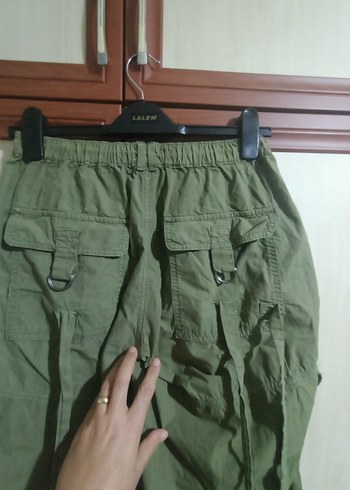 Diğer Kadın Haki Keten Kargo Pantolon