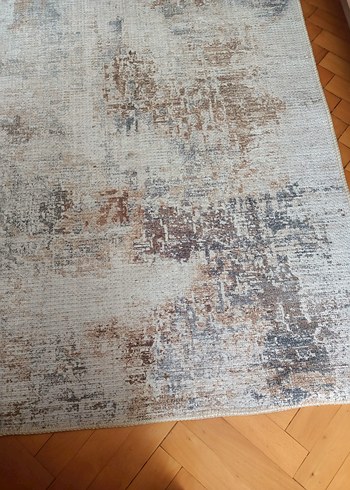Bej ve Gri Soyut Desenli Modern Halı