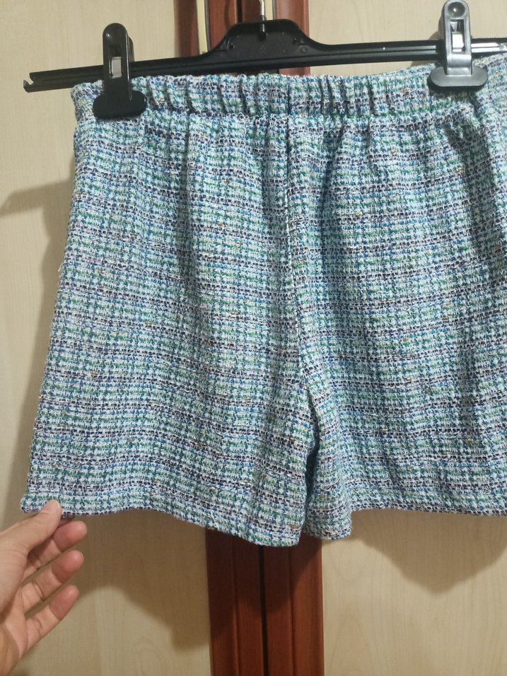 Düğmeli Mavi Mini Etek - Görsel 3