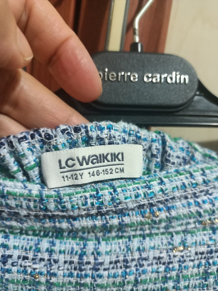 Düğmeli Mavi Mini Etek - Görsel 5