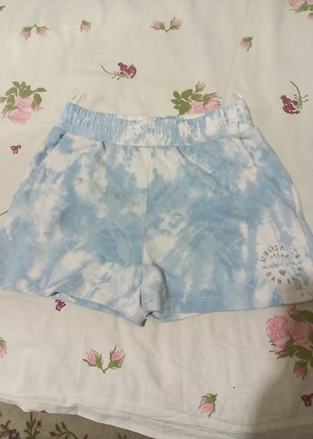 Kız Çocuk Mavi Batik Şortlu Pamuklu Tişört - Görsel 3