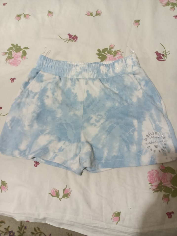 Kız Çocuk Mavi Batik Şortlu Pamuklu Tişört - Görsel 3