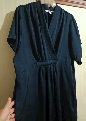 Lacivert Midi Kadın Salaş Elbise - Görsel 7