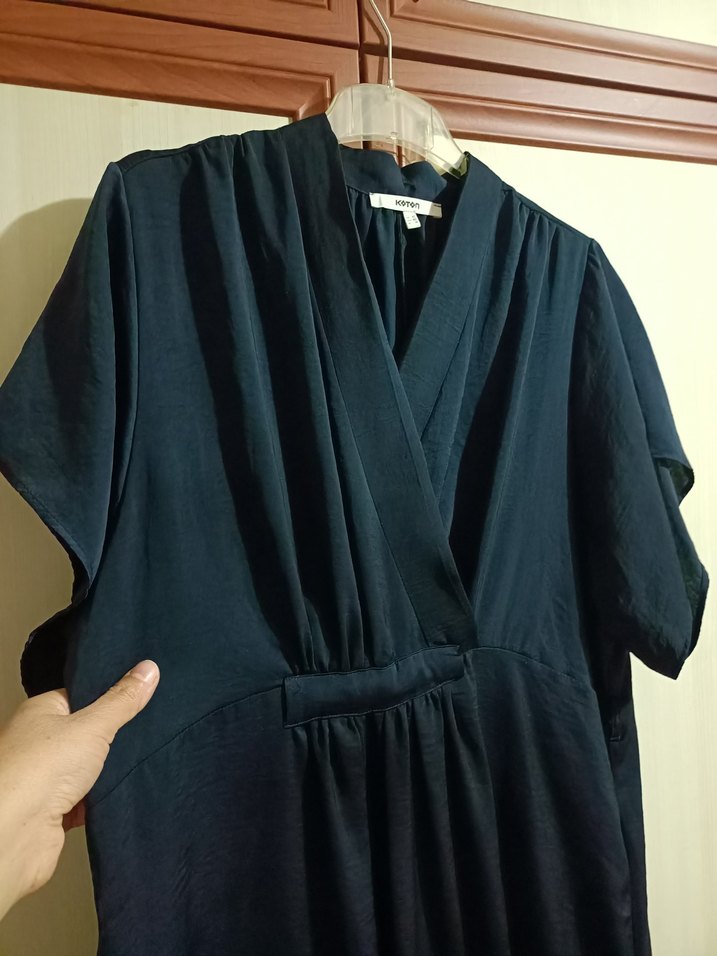 Lacivert Midi Kadın Salaş Elbise - Görsel 3