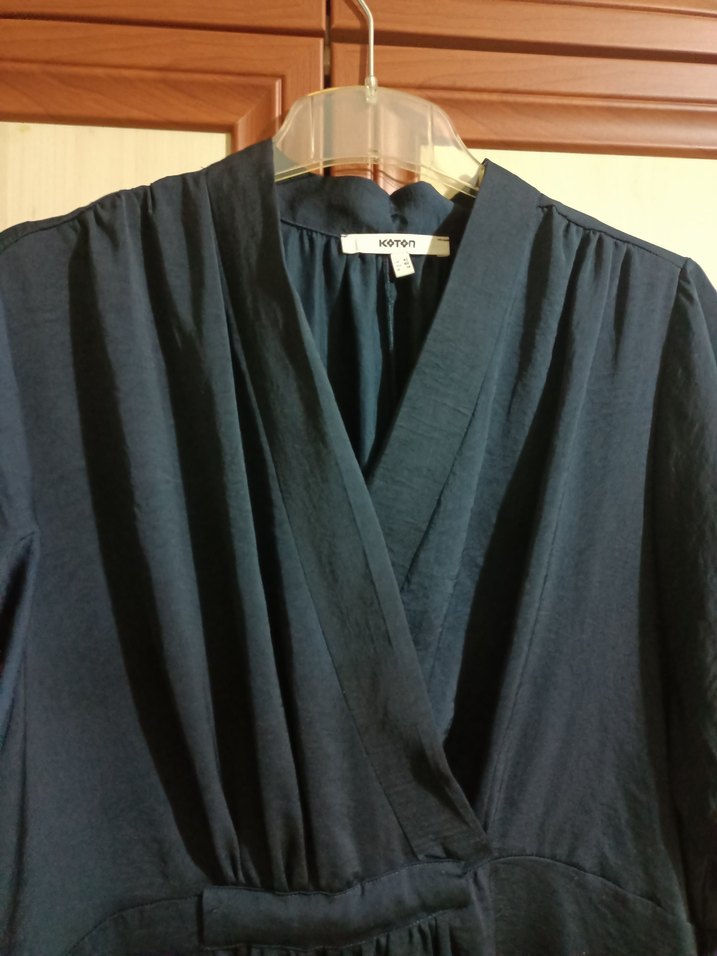 Lacivert Midi Kadın Salaş Elbise - Görsel 4