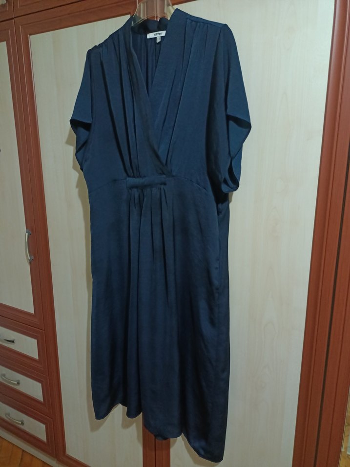 Lacivert Midi Kadın Salaş Elbise - Görsel 2