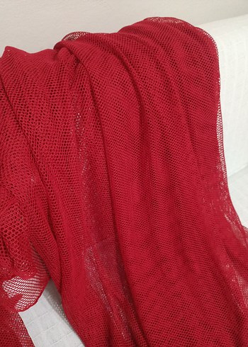 KIRMIZI PARÇA KUMAŞ TÜL PERDE - Görsel 3