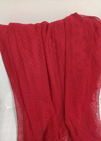 KIRMIZI PARÇA KUMAŞ TÜL PERDE - Görsel 2