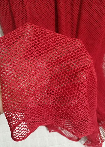 KIRMIZI PARÇA KUMAŞ TÜL PERDE - Görsel 5