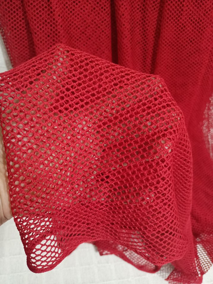 KIRMIZI PARÇA KUMAŞ TÜL PERDE - Görsel 5