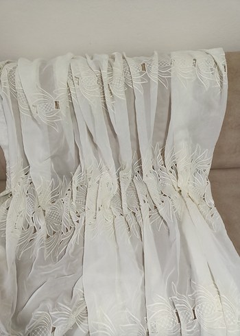 Nakışlı Beyaz Bohem Tül Perde - Görsel 7